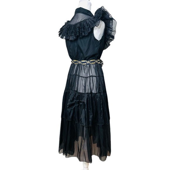 VINTAGE SHEER RARE RUFFLED DRESS - Picture 3 of 7